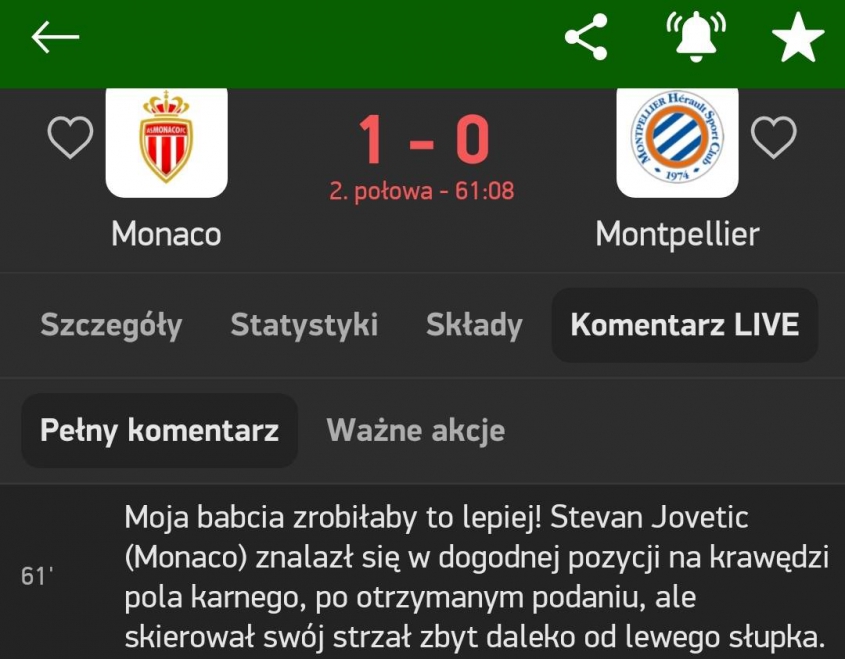 KOMENTARZ FlashScore'a dot. strzału Joveticia xD